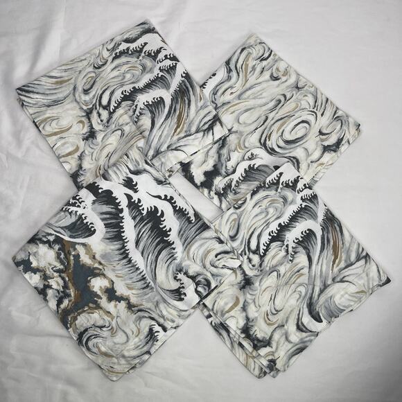 Pottery Barn cotton-linen marbled print napkins, set of 4, dinner, party, lunch. - Picture 2 of 6